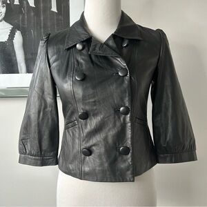 Tristan Lambs Leather Double Breasted Crop Jacket